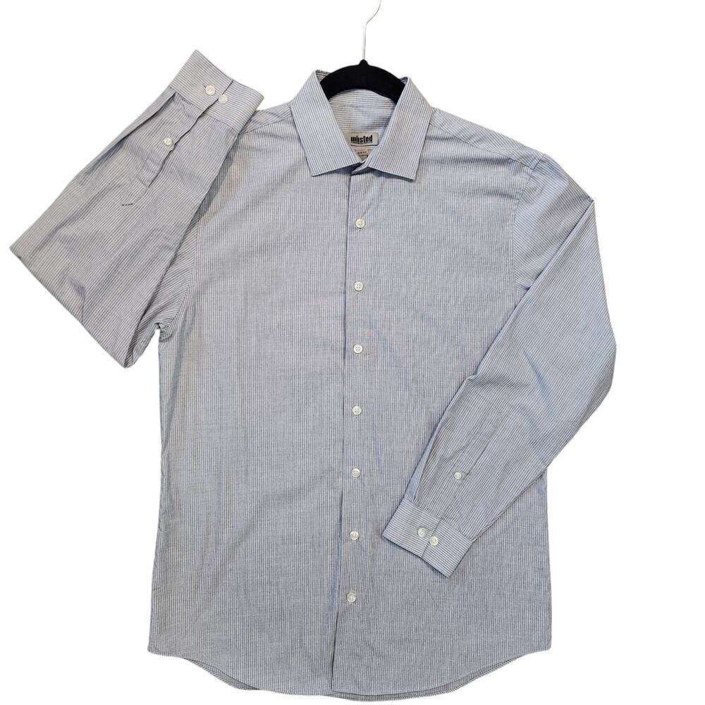 Unlisted by Kenneth Cole Button-down Dress Shirt, Slim Fit 15/15.5 Blue White